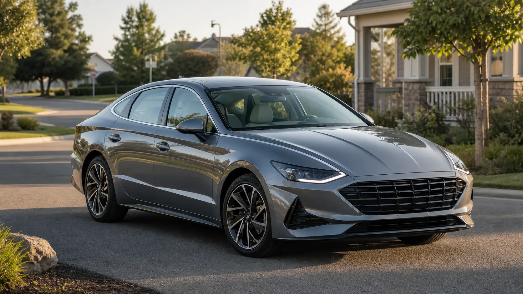 Hyundai Sonata midsize sedan front three-quarter view